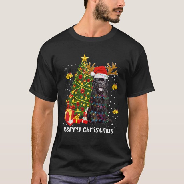 Neufundland Hund Weihnachtsleuchten Tree Santa Xma T-Shirt (Vorderseite)