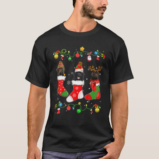 Neufundland Hund Weihnachtslicht Weihnachten Weihn T-Shirt (Vorderseite)
