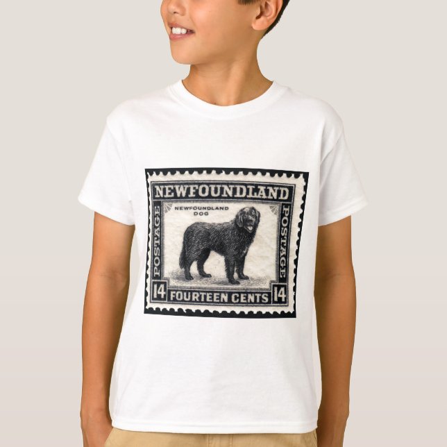Neufundland Hunde Briefmarke Geschenke T-Shirt (Vorderseite)
