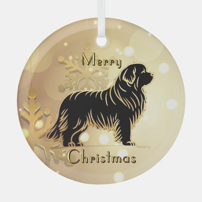 Neufundland Hunde Ornament Aus Glas (Vorderseite)