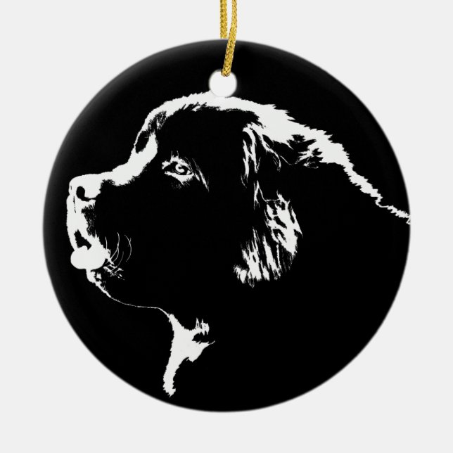 Neufundland Hunde-Ornament Weihnachtsbaumdekoratio Keramikornament (Vorne)