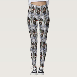 Neufundland Hunde reiten Motorrad Weihnachten Leggings