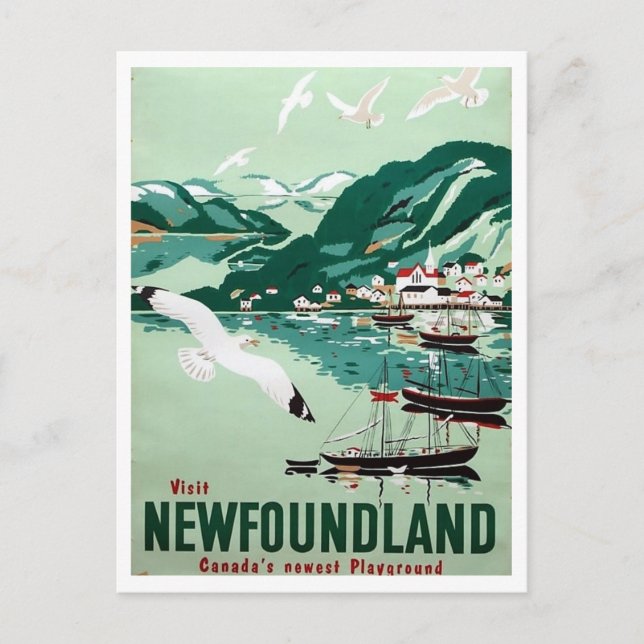 Neufundland, Kanada, Retro Travel Postkarte (Vorderseite)