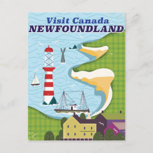 Neufundland - Kanadisches Vintage-Reiseplakat Postkarte