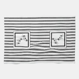 Neufundland Landseer auf schwarz-weiß Streifen Geschirrtuch