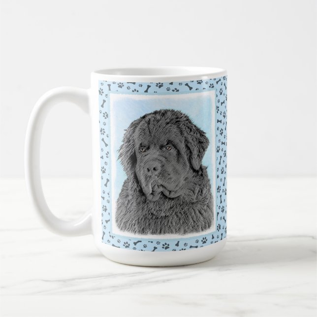 Neufundland-Malerei - Niedliche Original Hunde-Kun Kaffeetasse (Links)