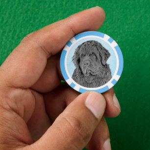 Neufundland Malerei - Niedliche Original Hunde Kun Pokerchips