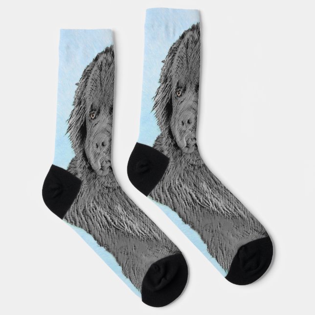 Neufundland Malerei - Niedliche Original Hunde Kun Socken (Rechts)