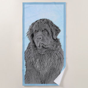 Neufundland Malerei - Niedliche Original Hunde Kun Strandtuch