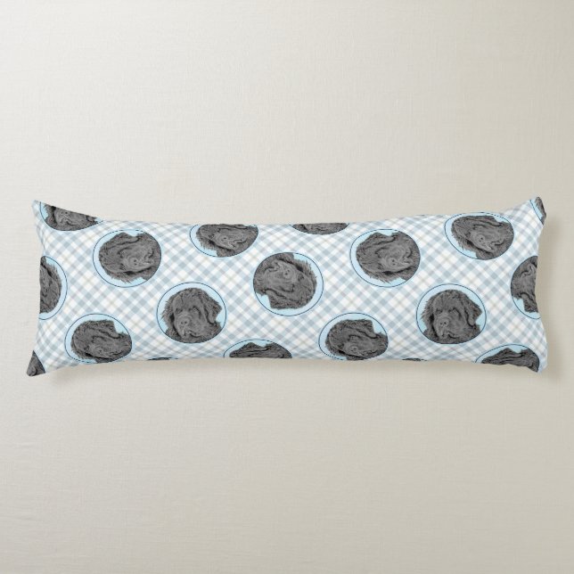 Neufundland Malerei Schwarz Niedlich Original Hund Seitenschläferkissen (Vorderseite)