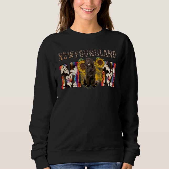 Neufundland Mama Western Sonnenblumen Muttertag Sweatshirt (Vorderseite)