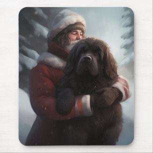 Neufundland mit Santa Claus Festliches Weihnachten Mousepad