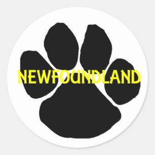 Neufundland Namenspaw.png Runder Aufkleber
