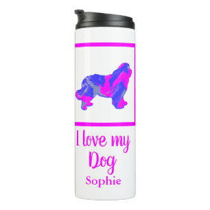 Neufundland / Neufundland Hund Hot Pink&Blue Silho Thermosbecher