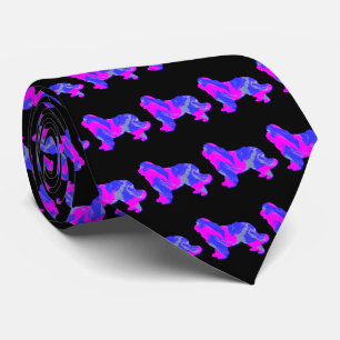 Neufundland Newfie Dog Pink Silhouette Black Neck Krawatte