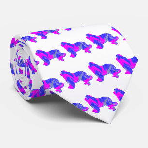 Neufundland Newfie Dog Pink Silhouette White Neck Krawatte