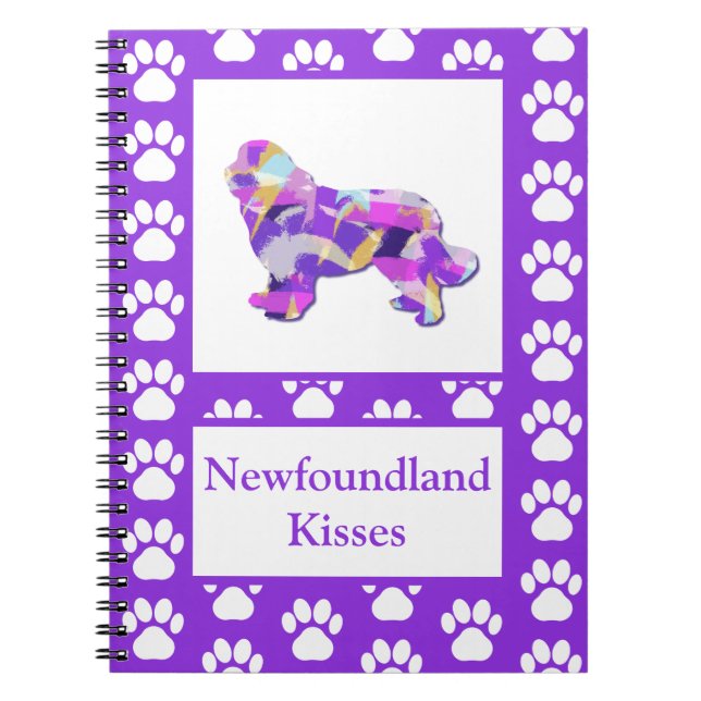 Neufundland Newfie Dog Silhouette Paw Lila PY&B Notizblock (Vorderseite)