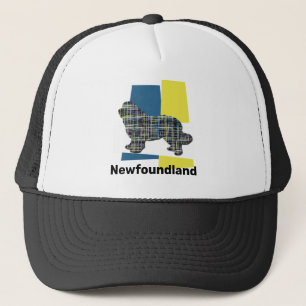 Neufundland Newfie Dog Silhouette Tricolor Grid Truckerkappe