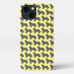 Neufundland Newfie DogCute Silhouette Grid Yellow iPhone 13 Hülle