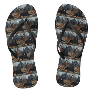 Neufundland Pumpkins Halloween Beängstigend Flip Flops
