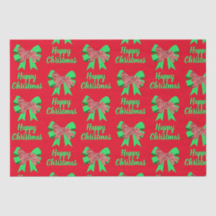 Neufundland Red Christmas Dow & Green Bow Seidenpapier