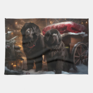 Neufundland Schneeschlitten Weihnachtsdekoration Geschirrtuch