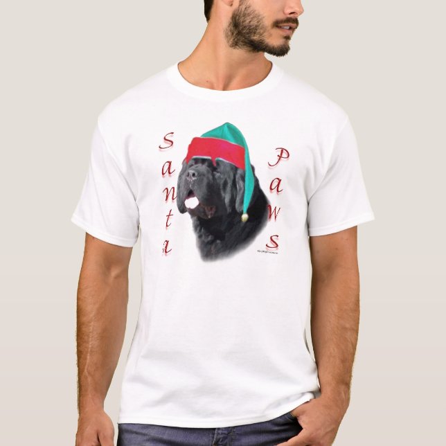 Neufundland (schwarz) Santa Paws T-Shirt (Vorderseite)