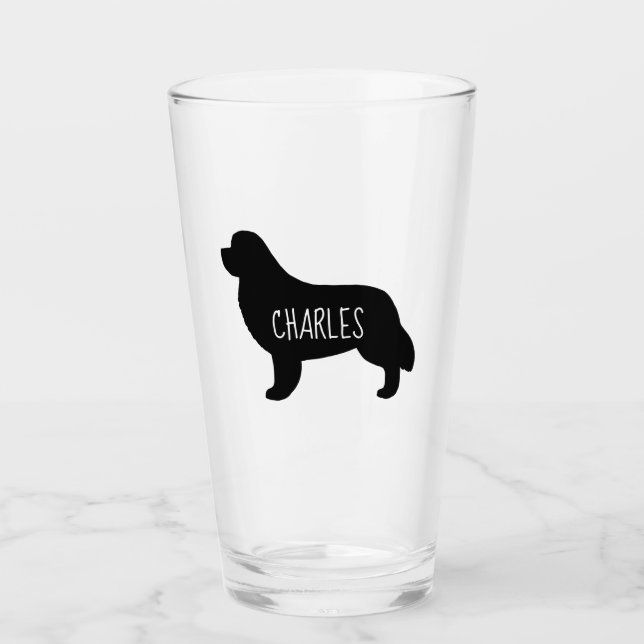 Neufundland Silhouette Personalisiert Dog Glas (Vorderseite)