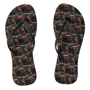 Neufundland Snowy Sleigh Weihnachtsdekor Flip Flops