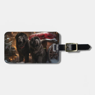 Neufundland Snowy Sleigh Weihnachtsdekor Gepäckanhänger