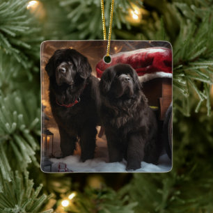 Neufundland Snowy Sleigh Weihnachtsdekor Keramikornament