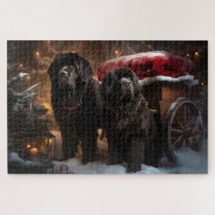 Neufundland Snowy Sleigh Weihnachtsdekor Puzzle
