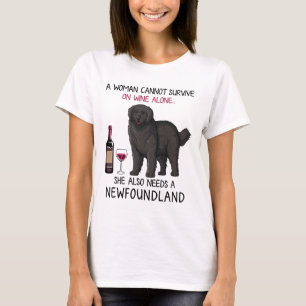 Neufundland und Wein Funny Dog T-Shirt