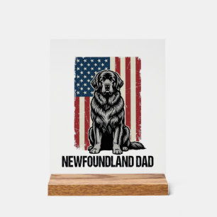 Neufundland-Vater Patriotischer Hund Vintage Acrylschild