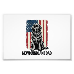 Neufundland-Vater Patriotischer Hund Vintage Fotodruck