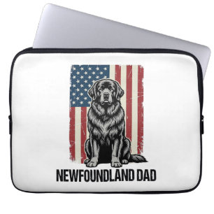 Neufundland-Vater Patriotischer Hund Vintage Laptopschutzhülle