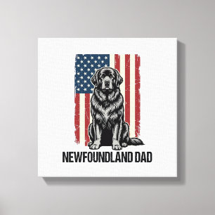 Neufundland-Vater Patriotischer Hund Vintage Leinwanddruck