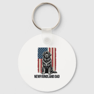 Neufundland-Vater Patriotischer Hund Vintage Schlüsselanhänger
