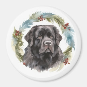 Neufundland-Weihnachts-Kranz Festlicher Welpe Magnet