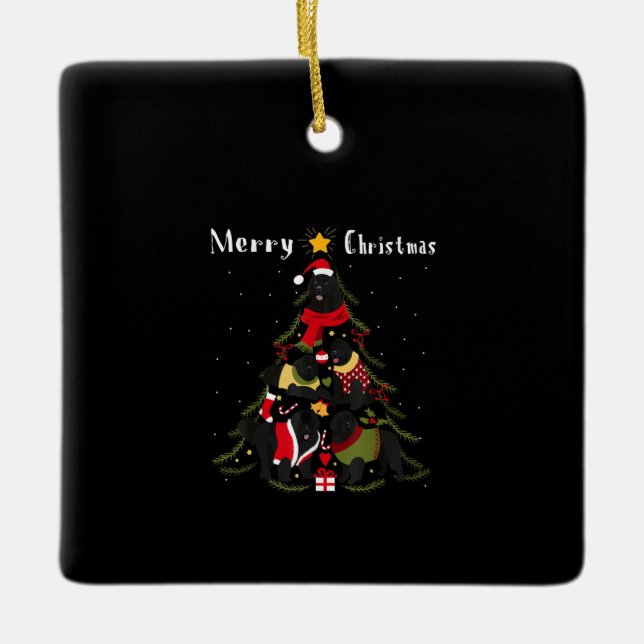 Neufundland Weihnachtsbaum Xmas Dog Lover Keramikornament (Vorderseite)