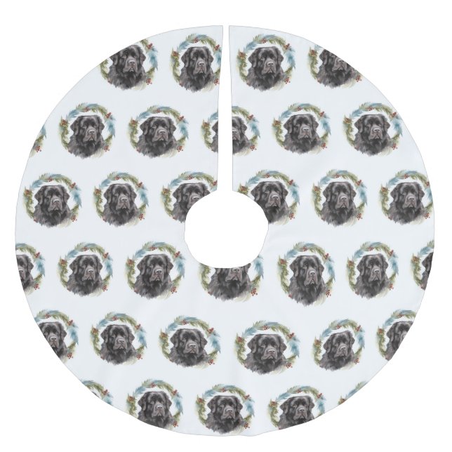 Neufundland Weihnachtsmann Festliche Jungfrau Polyester Weihnachtsbaumdecke (Vorderseite)