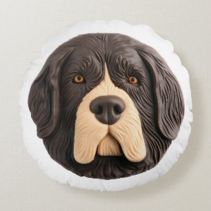 Neufundländer Hund 3D Inspiriert Rundes Kissen