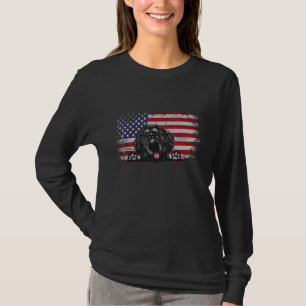 Neufundländer Hund Amerikanische Flagge 4. Juli T-Shirt