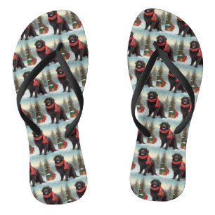 Neufundländer-Hund im Schnee Weihnachten Flip Flops