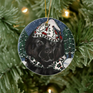 Neufundländer Hund   Keramik Ornament