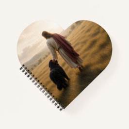 Neufundländer-Hund läuft mit Jesus Notizbuch