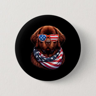 Neufundländer Hund USA-Flagge Amerikanischer Patri Button