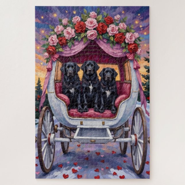 Neufundländer Hund Valentinstag  Puzzle (Vertikal)