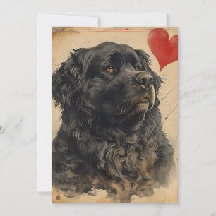 Neufundländer-Hund Vintage Valentinstag  Feiertagskarte