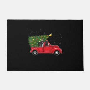 Neufundländer Hund Weihnachten Auf Rotem Wagen LKW Fußmatte